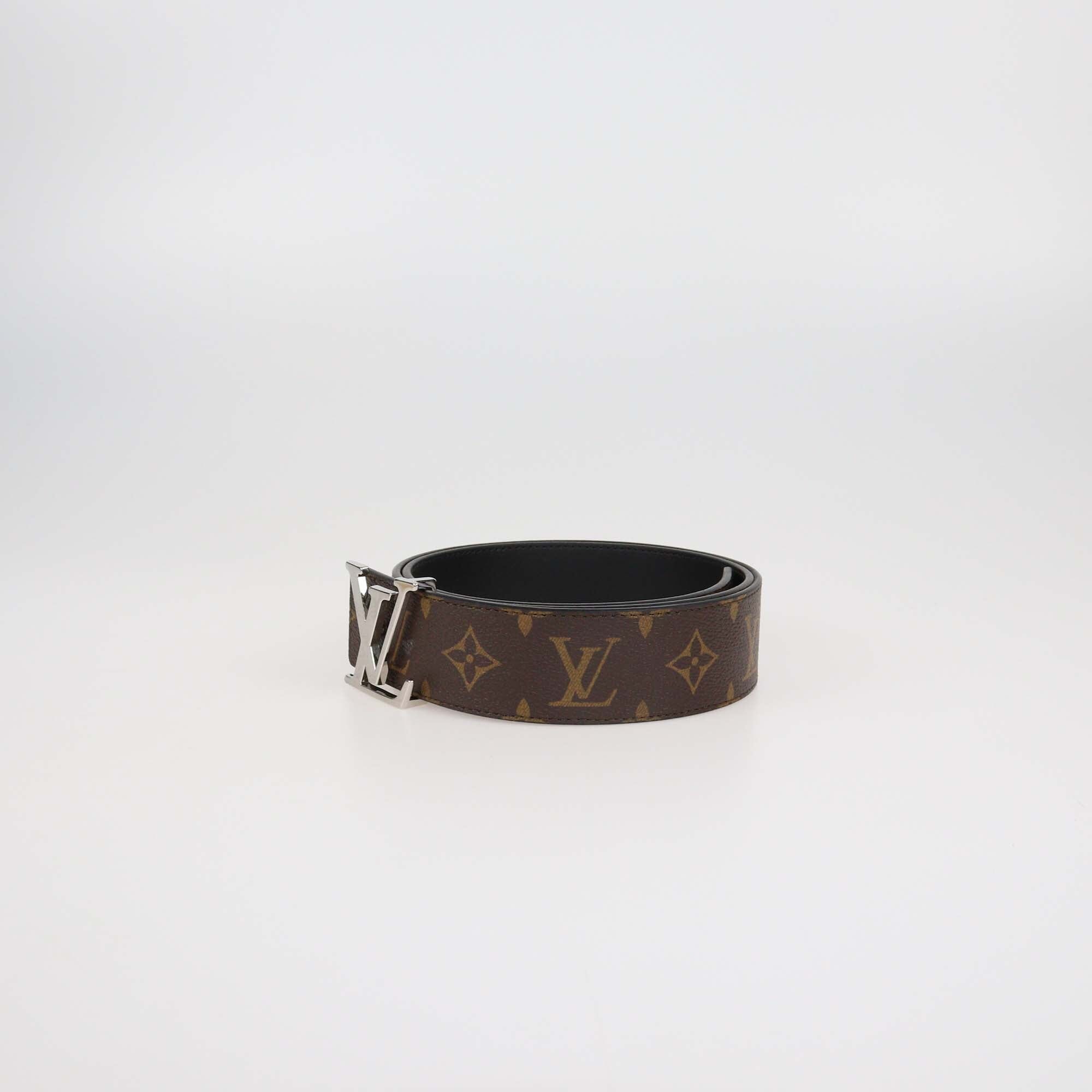 Louis Vuitton Black/Monogram Canvas & Leather Reversible 40MM Initiales Belt Mens Louis Vuitton 