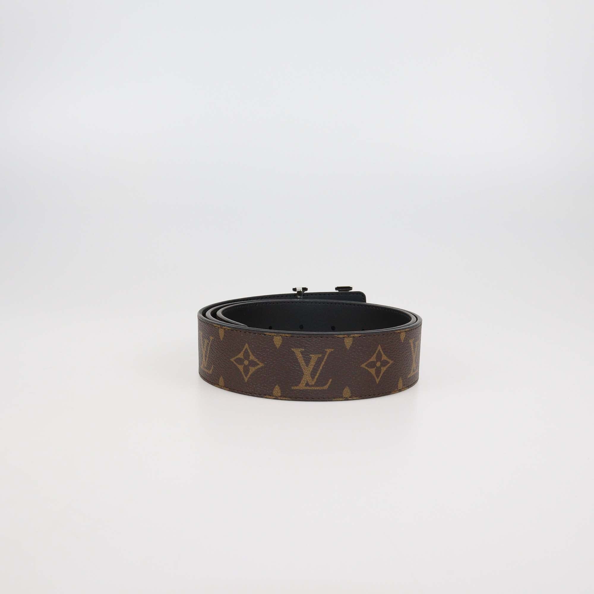 Louis Vuitton Black/Monogram Canvas & Leather Reversible 40MM Initiales Belt Mens Louis Vuitton 