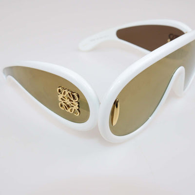 Loewe White Mirrored Anagram Wave Mask Sunglasses