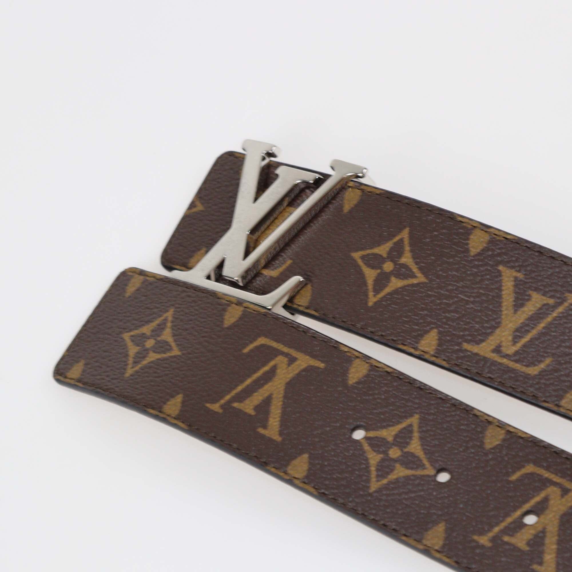 Louis Vuitton Black/Monogram Canvas & Leather Reversible 40MM Initiales Belt Mens Louis Vuitton 