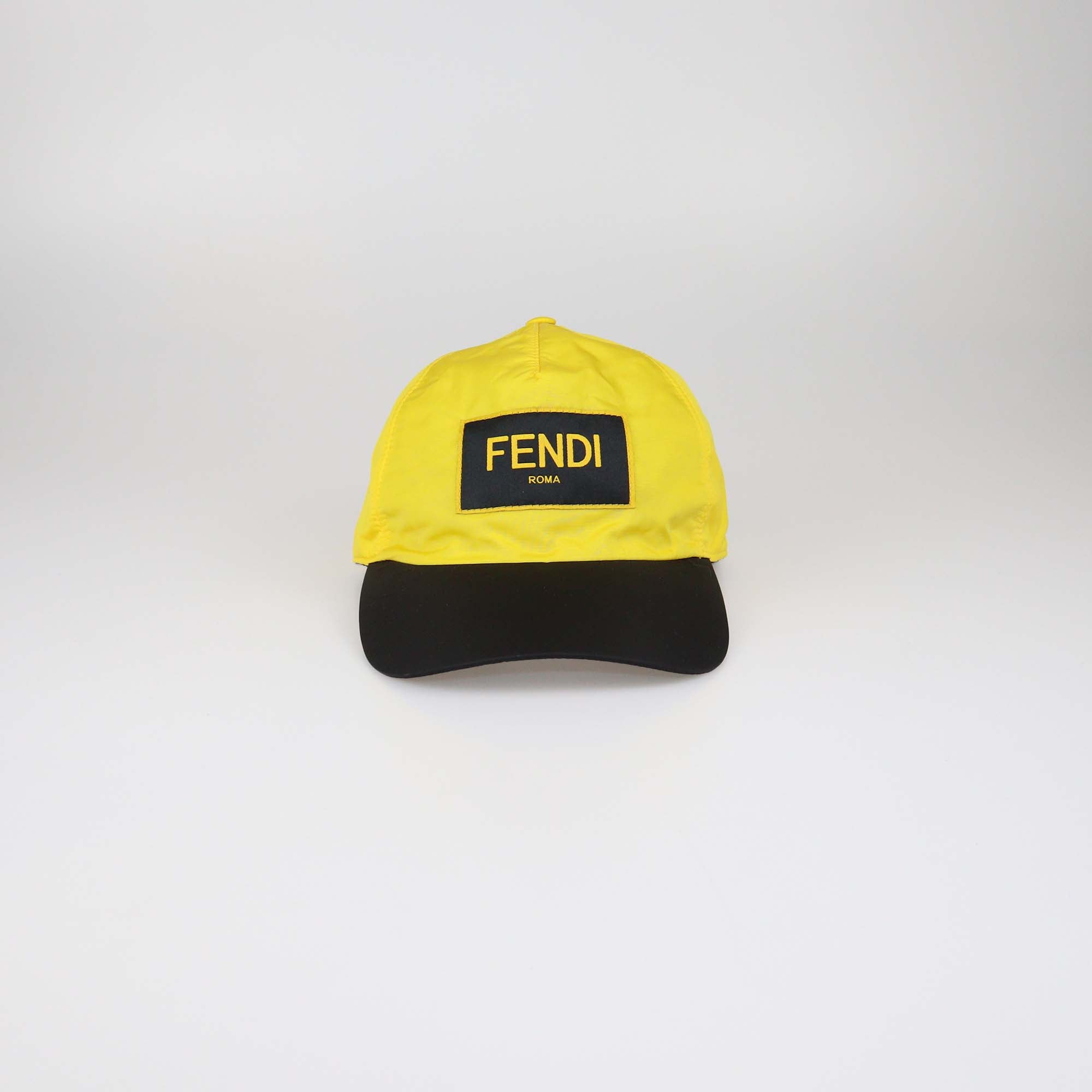 Fendi Yellow/Black Nylon Logo Patch Baseball Cap
