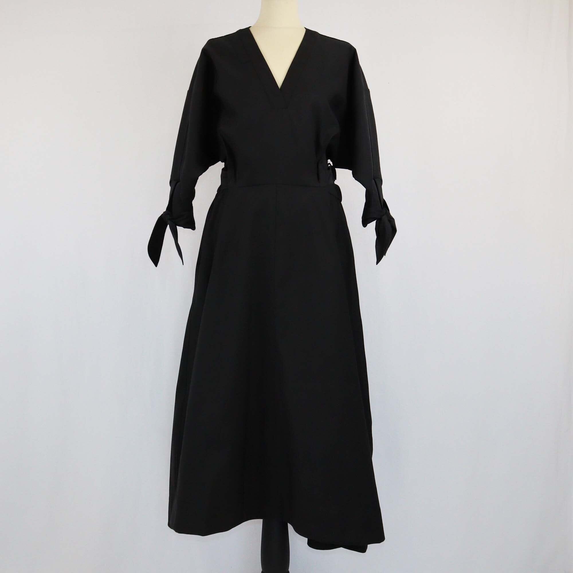 3.1 Phillip :Lim Black Gathered Sleeves V-Neck Belted Dress Womens 3.1 Phillip Lim 