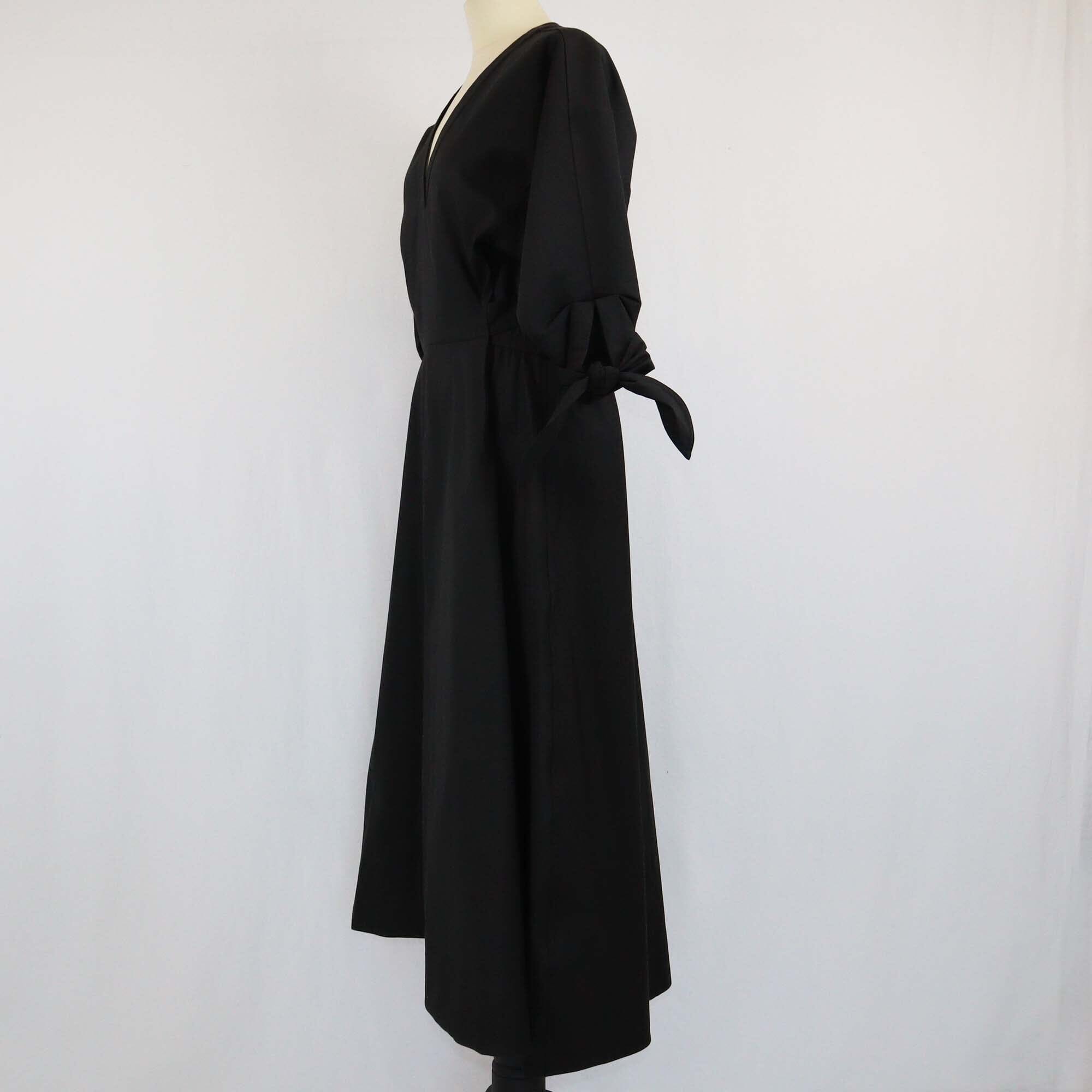 3.1 Phillip :Lim Black Gathered Sleeves V-Neck Belted Dress Womens 3.1 Phillip Lim 