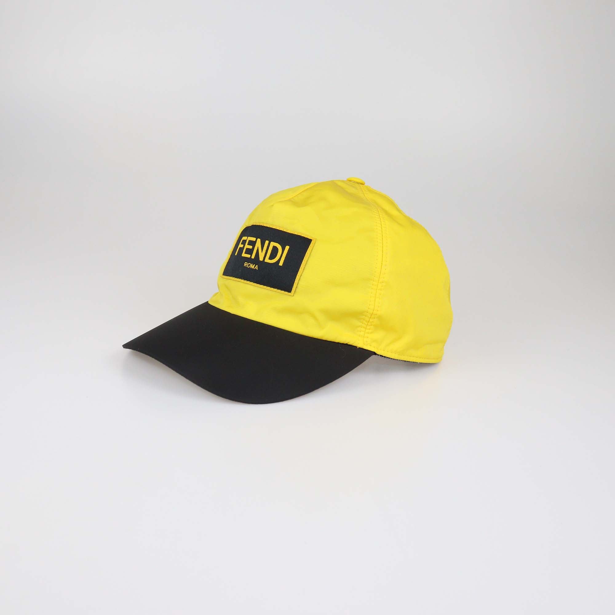 Fendi Yellow/Black Nylon Logo Patch Baseball Cap
