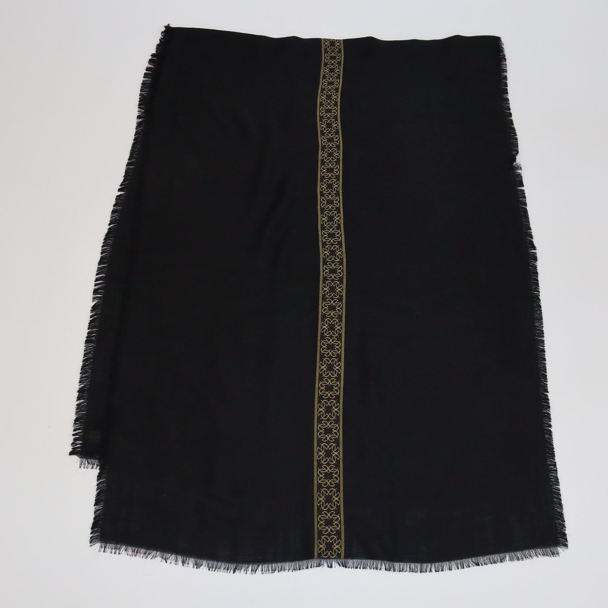 Elie Saab Black/Gold Logo Stripe Scarf Womens Elie Saab 