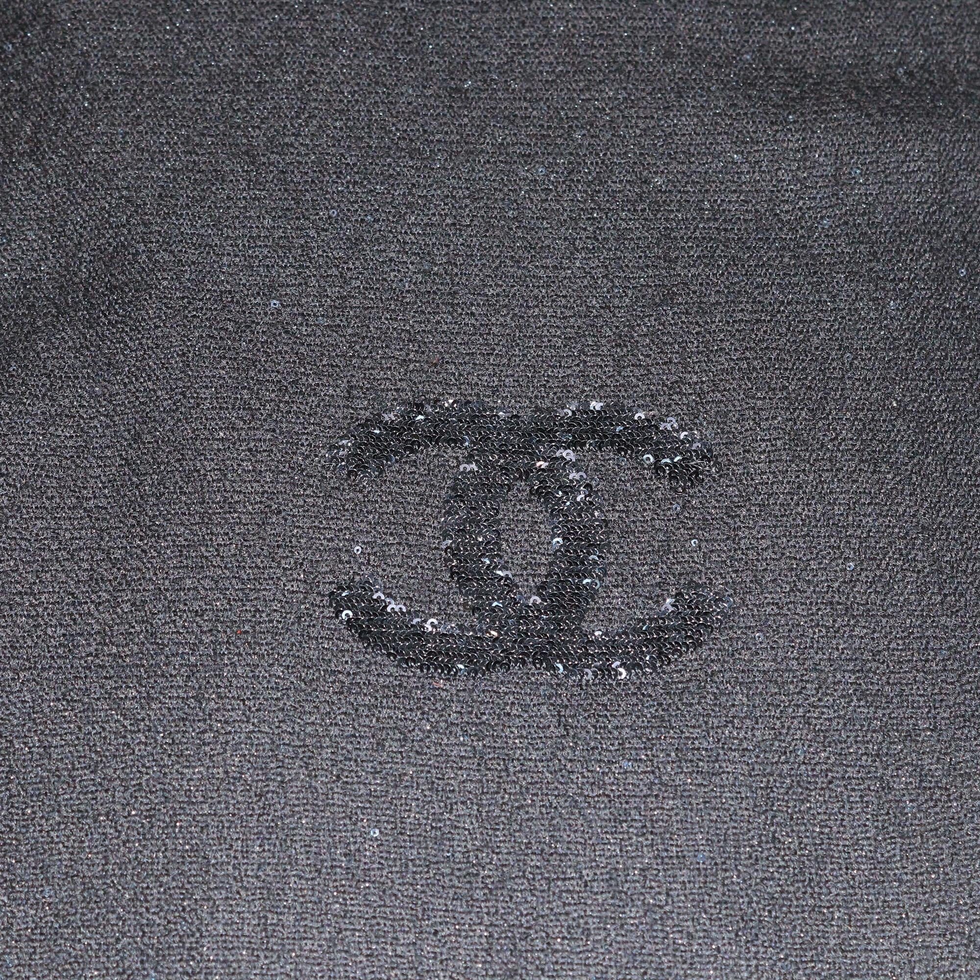 Chanel Black Sequins CC Scarf Womens Chanel 