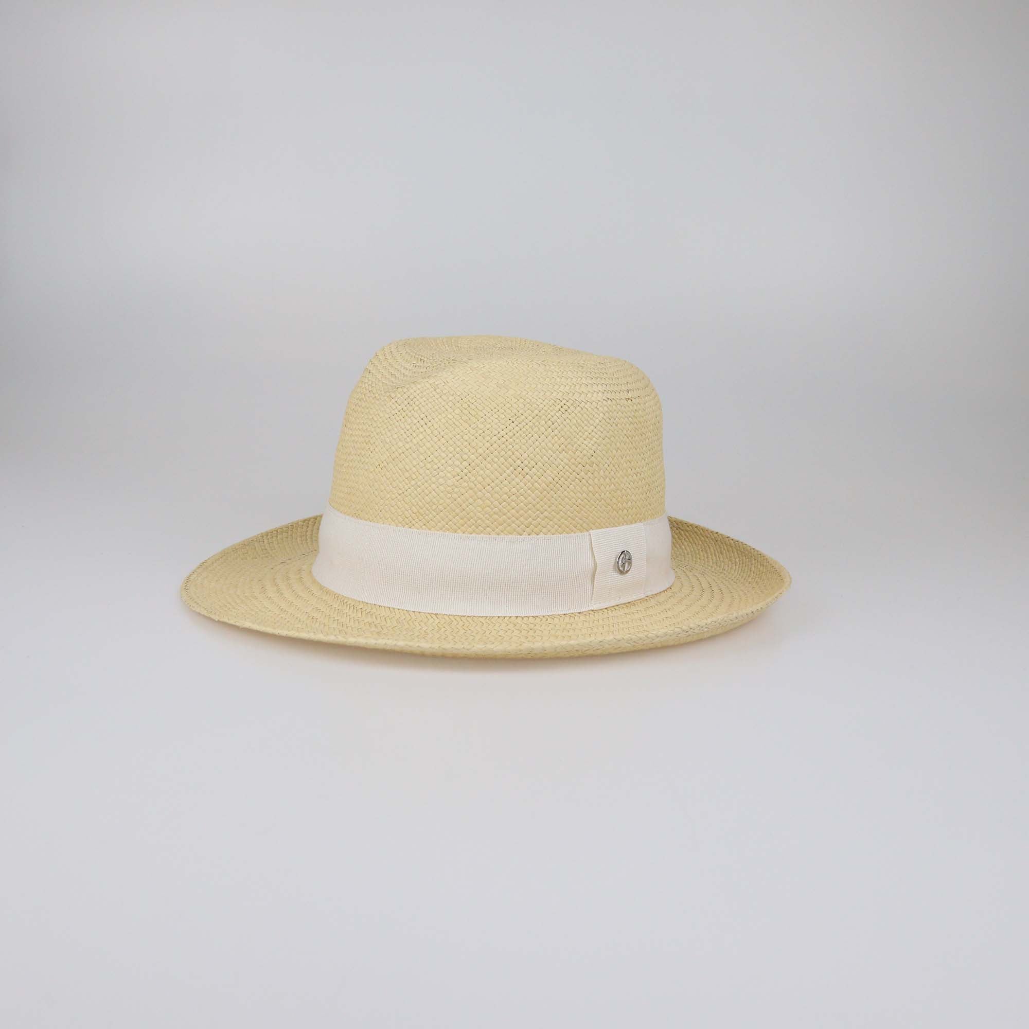 Giorgio Armani Beige Straw Panama Hat