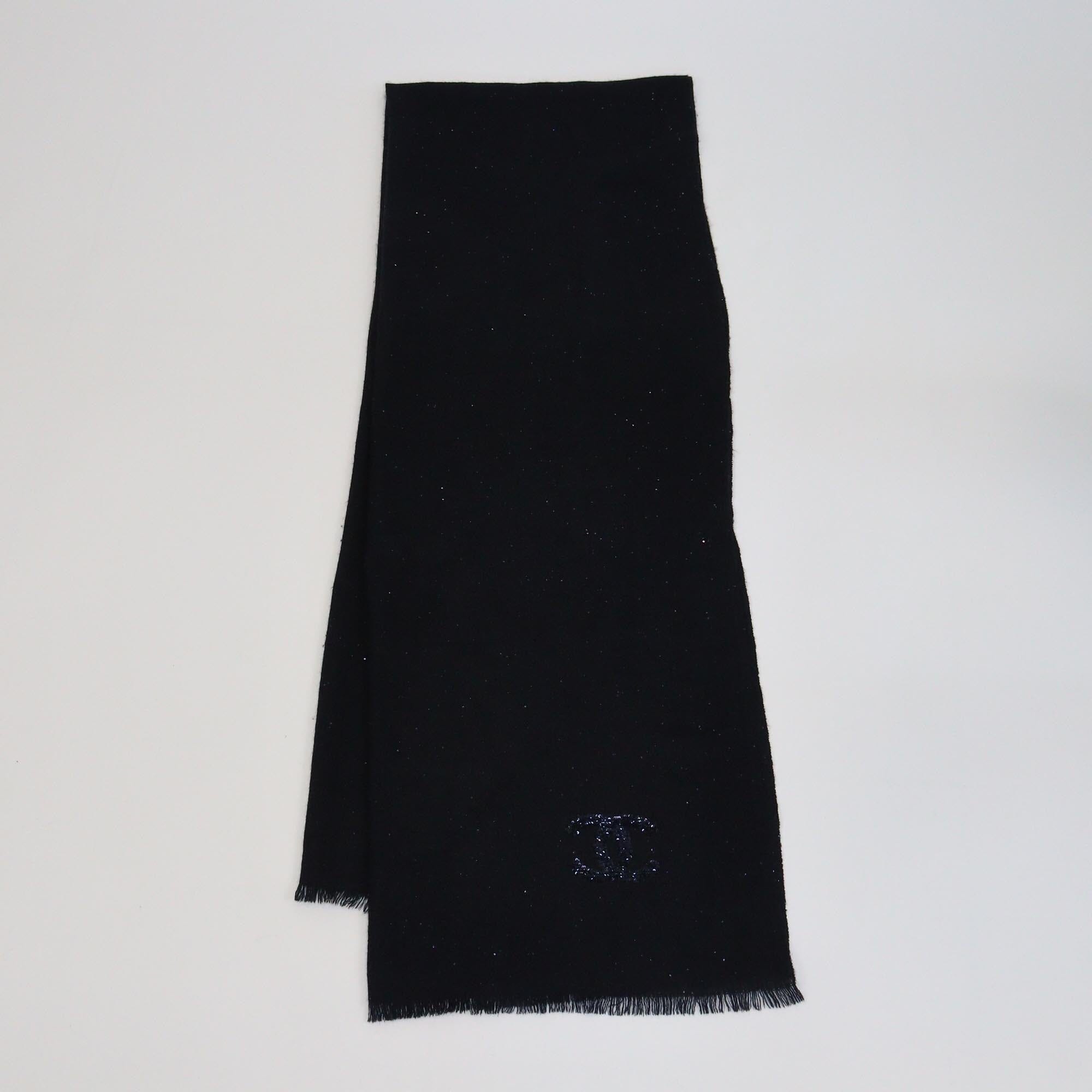 Chanel Black Sequins CC Scarf Womens Chanel 