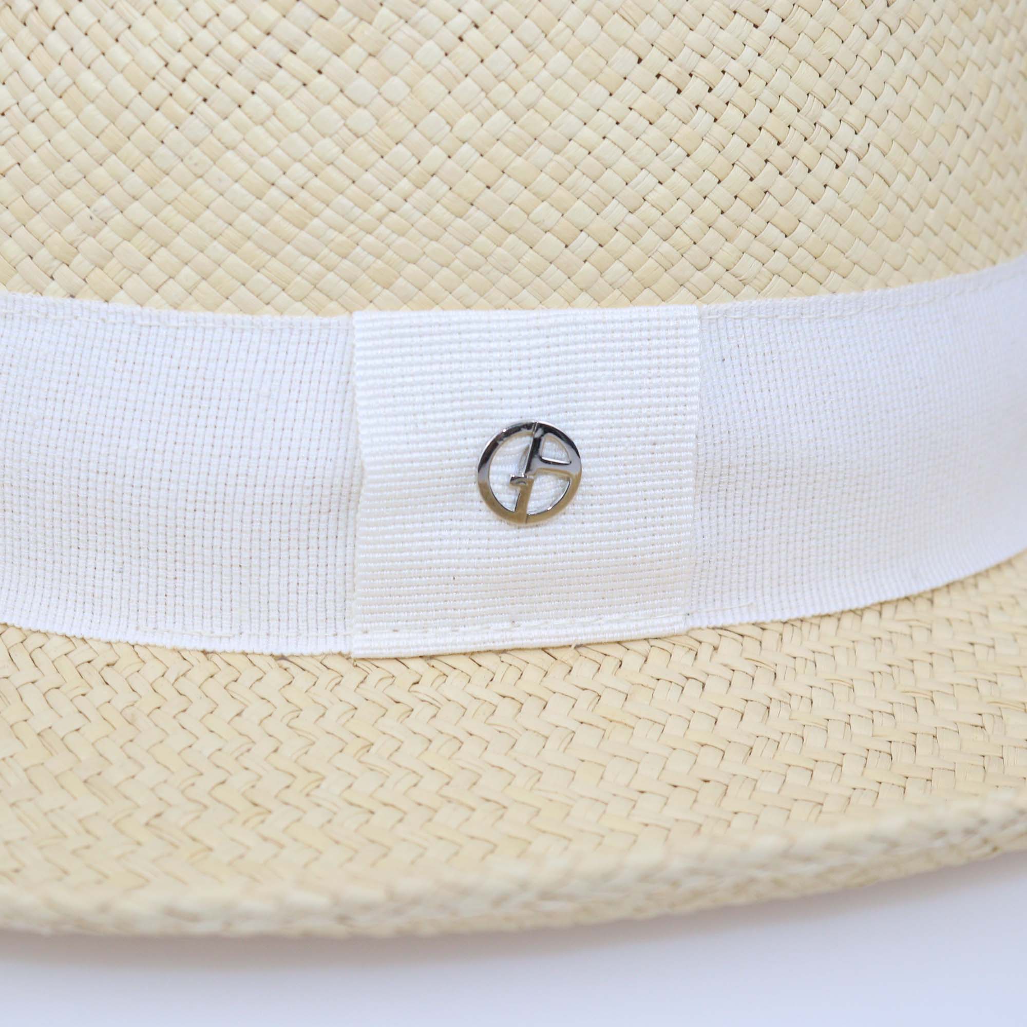 Giorgio Armani Beige Straw Panama Hat