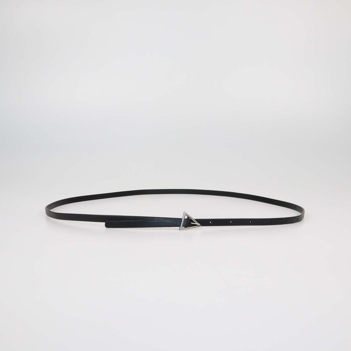 Bottega Veneta Black Leather Skinny Triangle Buckle Belt
