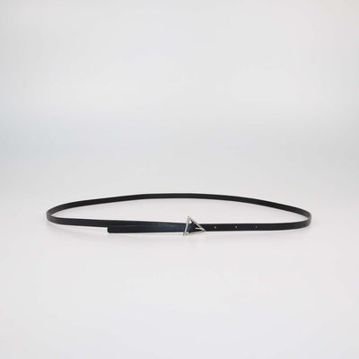 Bottega Veneta Black Leather Skinny Triangle Buckle Belt