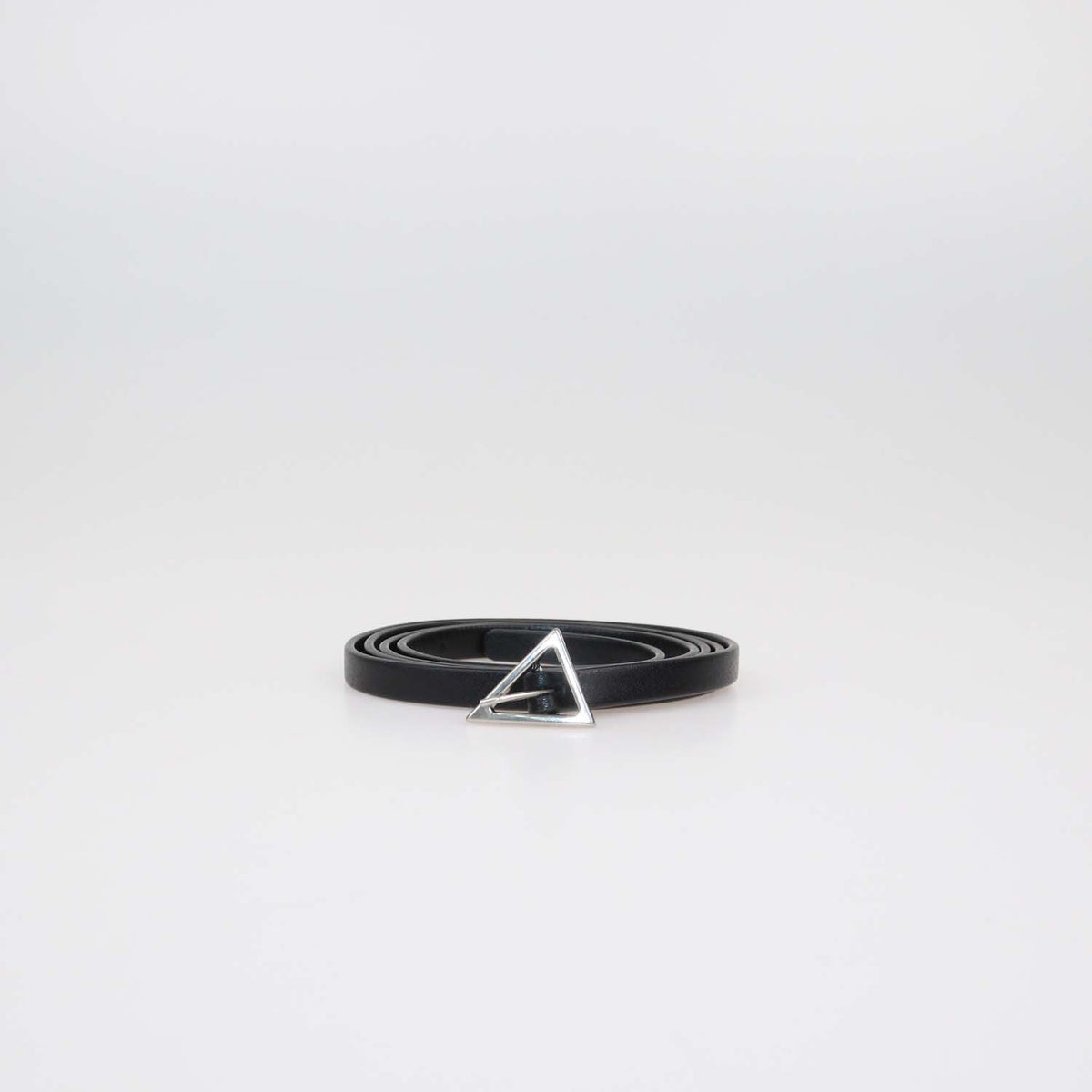 Bottega Veneta Black Leather Skinny Triangle Buckle Belt