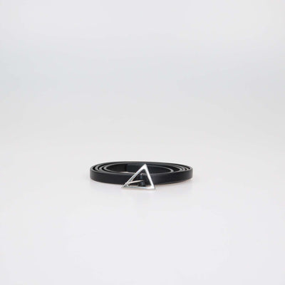 Bottega Veneta Black Leather Skinny Triangle Buckle Belt