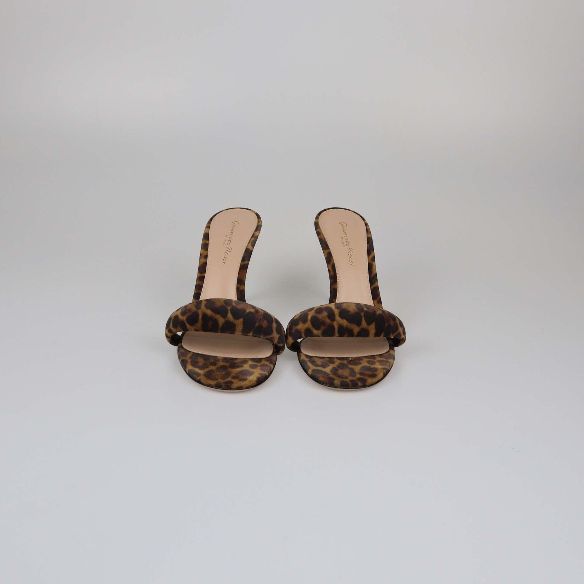 Gianvito Rossi Brown Leopard Print Bijoux Mules Womens Gianvito Rossi 