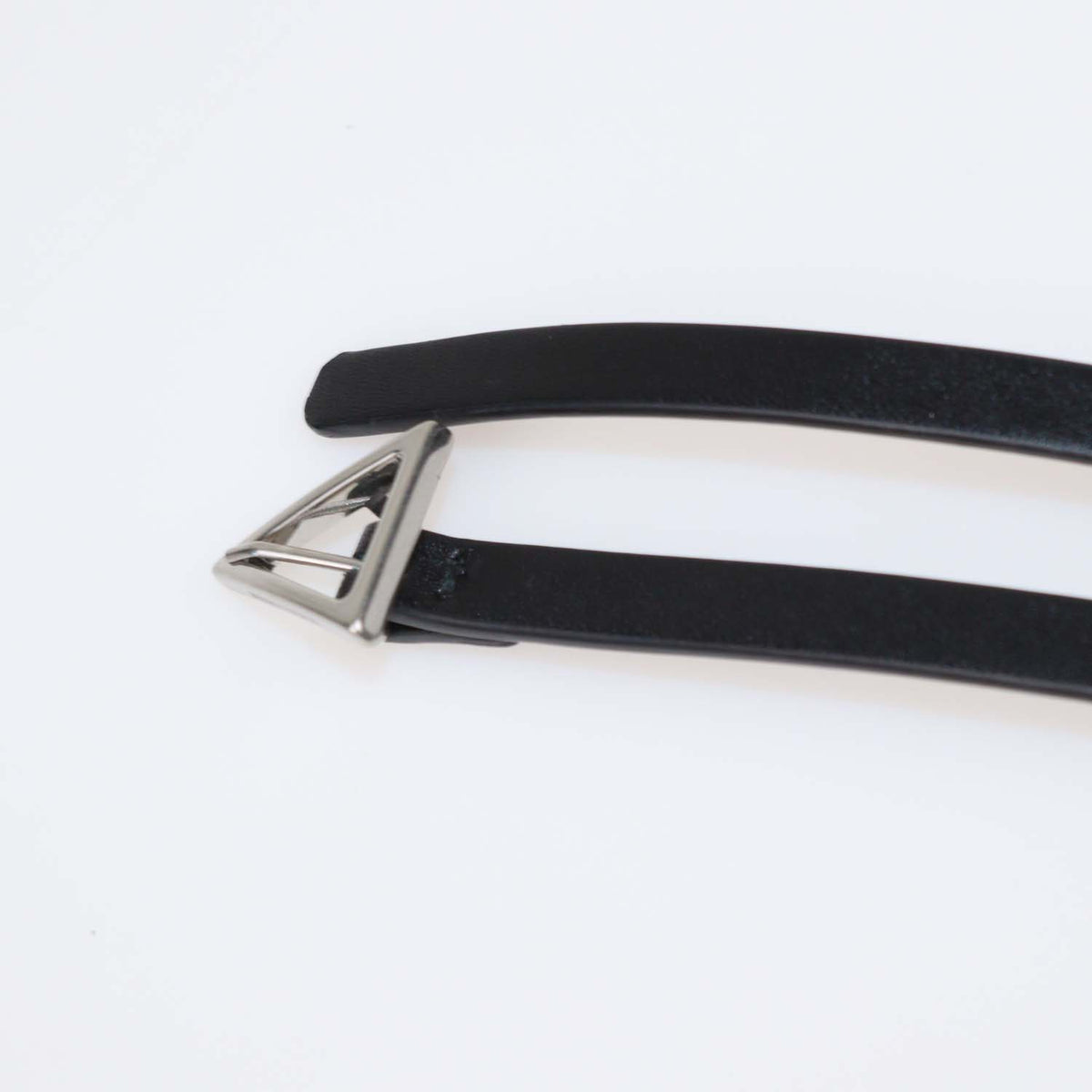 Bottega Veneta Black Leather Skinny Triangle Buckle Belt