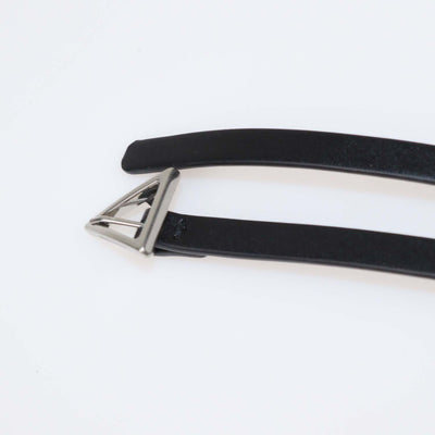 Bottega Veneta Black Leather Skinny Triangle Buckle Belt
