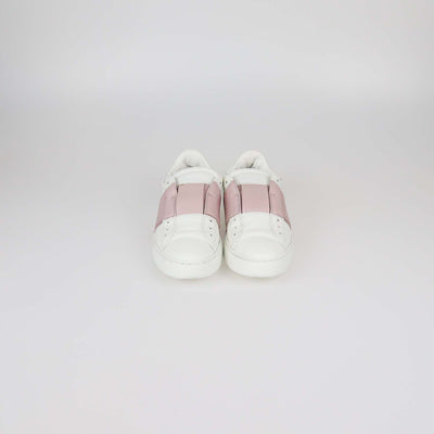 Valentino White/Pink Leather Open Sneakers