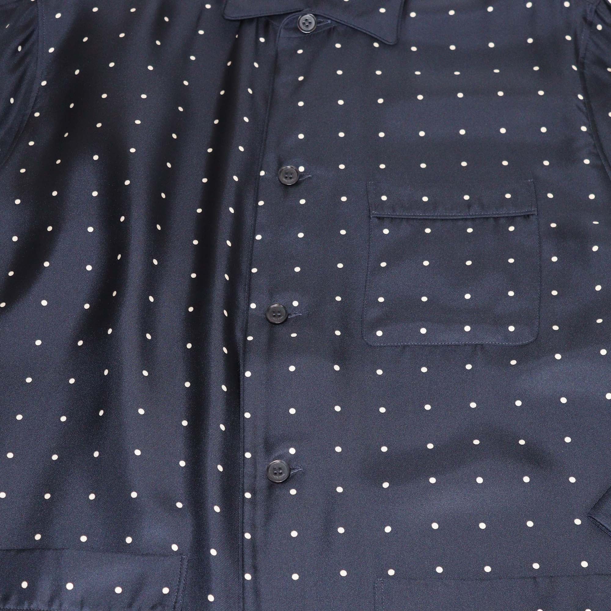 Loro Piana Navy Blue Silk Polka Dot Lian Pyjamas Shirt & Britton Trousers Set