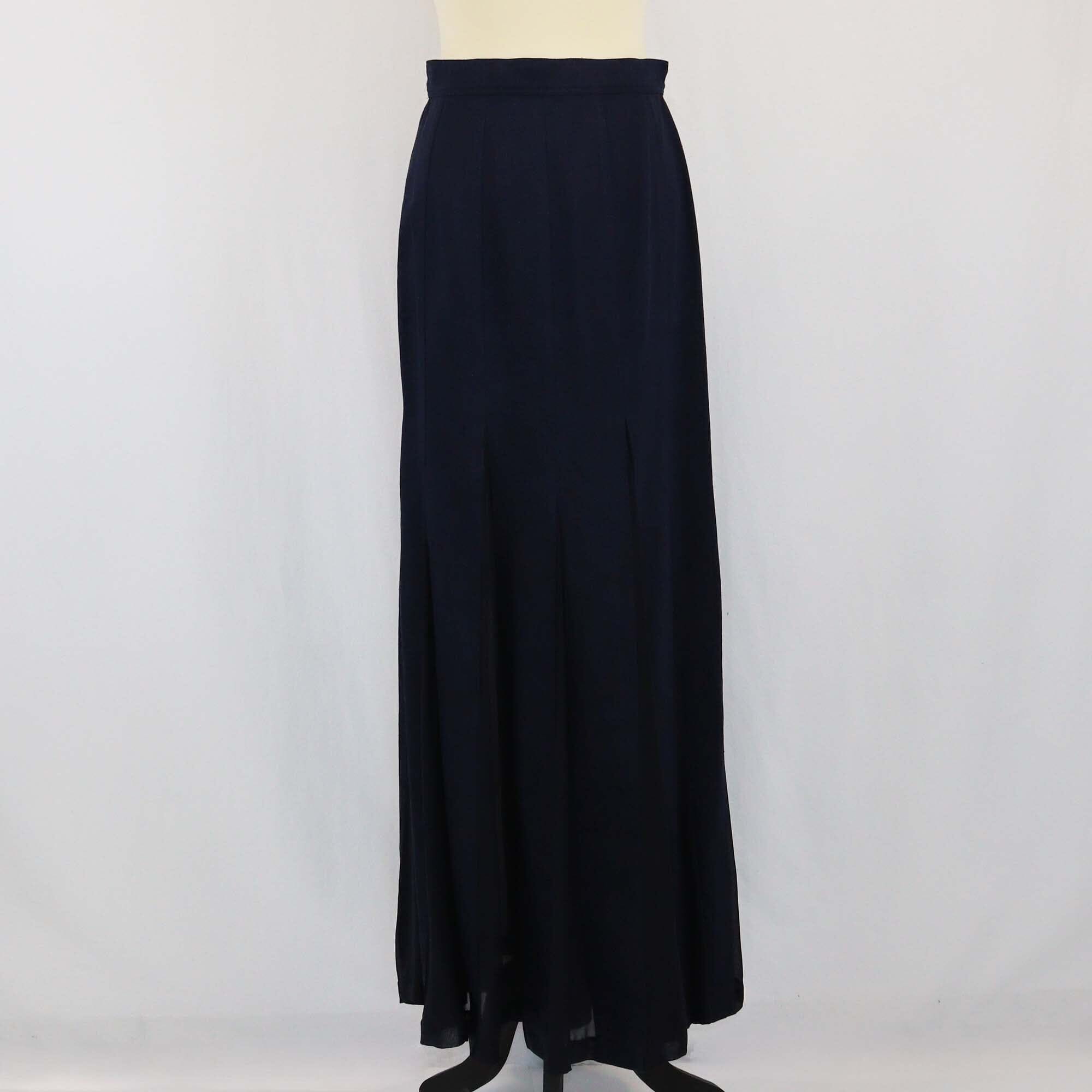 Max Mara Navy Blue/Black Denim Maxi Skirt Womens Max Mara 