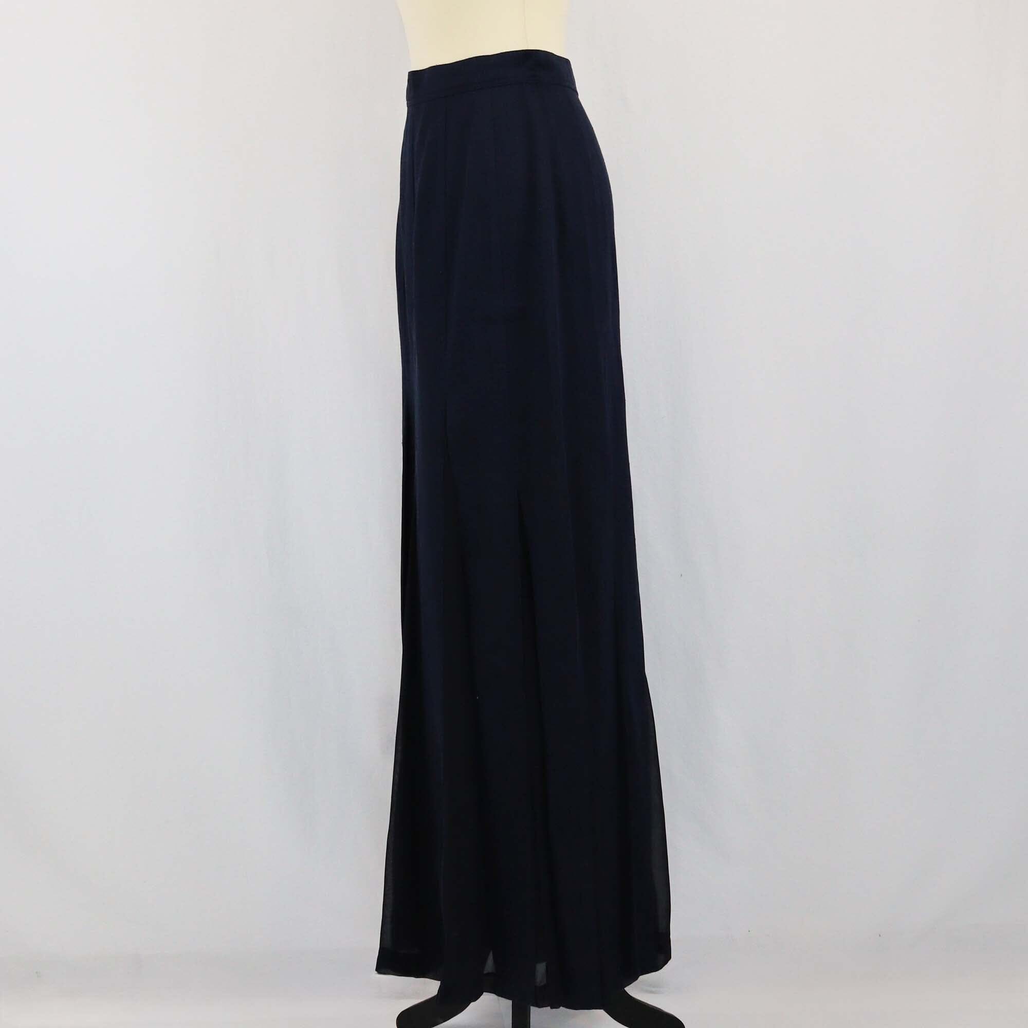 Max Mara Navy Blue/Black Denim Maxi Skirt Womens Max Mara 