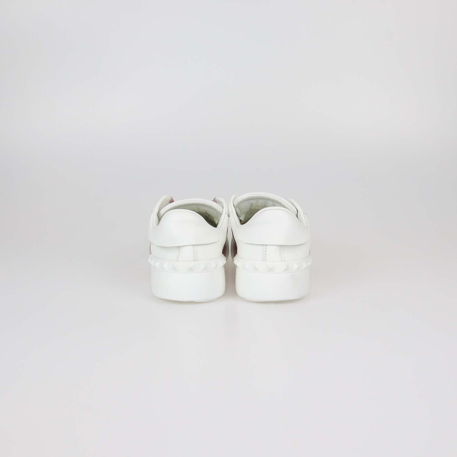 Valentino White/Pink Leather Open Sneakers