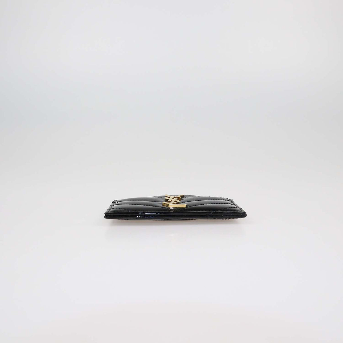 Saint Laurent Black Matelasse Patent Leather Cassandre Card Holder