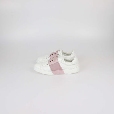 Valentino White/Pink Leather Open Sneakers