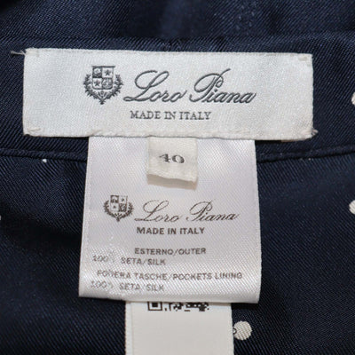 Loro Piana Navy Blue Silk Polka Dot Lian Pyjamas Shirt & Britton Trousers Set