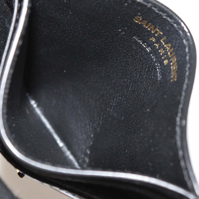 Saint Laurent Black Matelasse Patent Leather Cassandre Card Holder