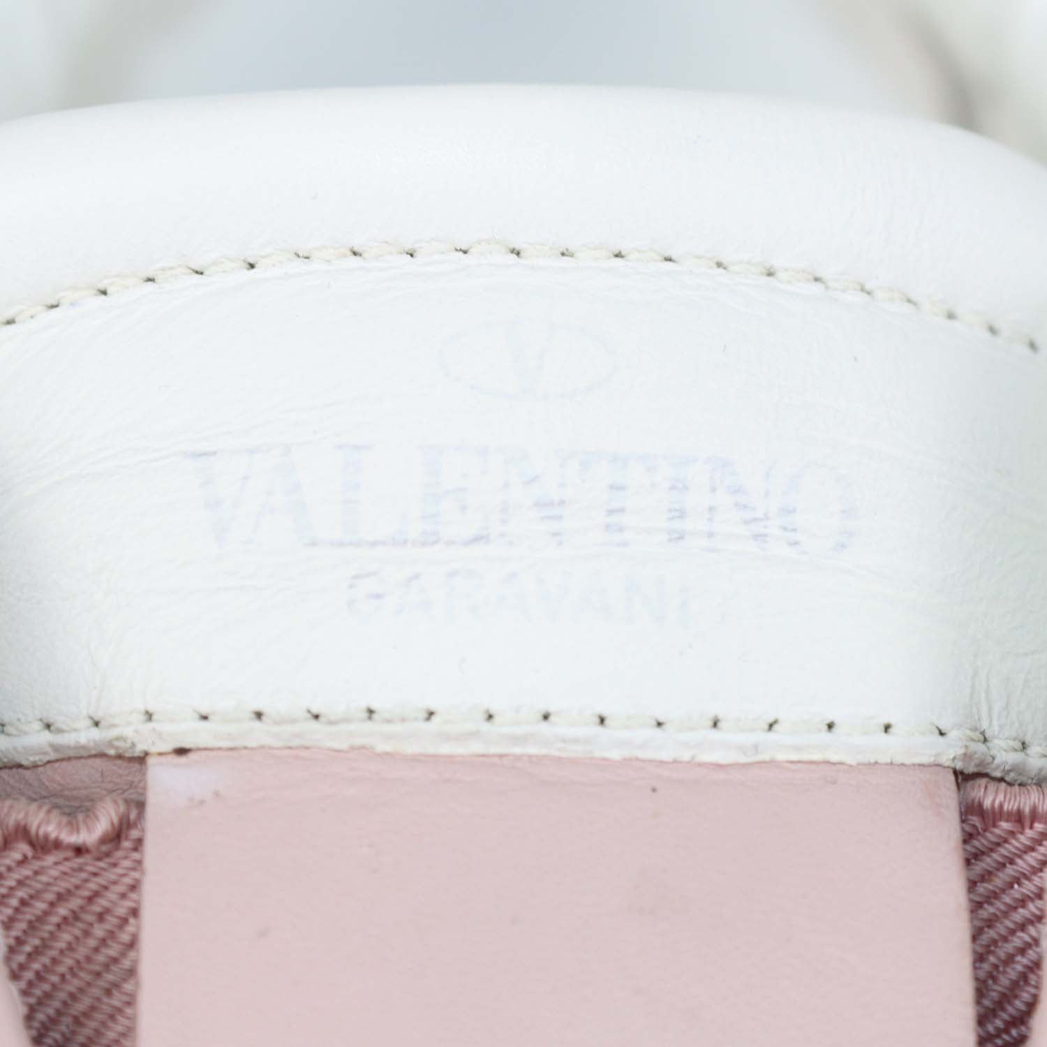Valentino White/Pink Leather Open Sneakers