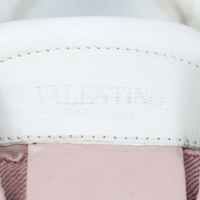 Valentino White/Pink Leather Open Sneakers