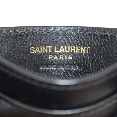 Saint Laurent Black Matelasse Patent Leather Cassandre Card Holder