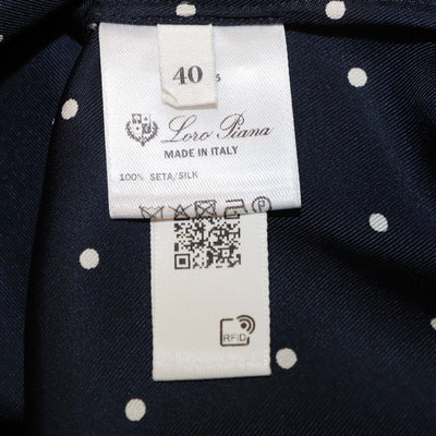 Loro Piana Navy Blue Silk Polka Dot Lian Pyjamas Shirt & Britton Trousers Set