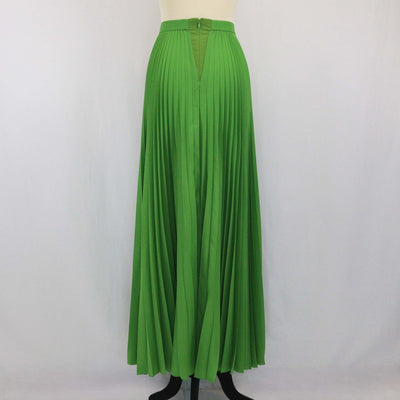 Prada Green Pleated Crepe De Chine Maxi Skirt Womens Prada 
