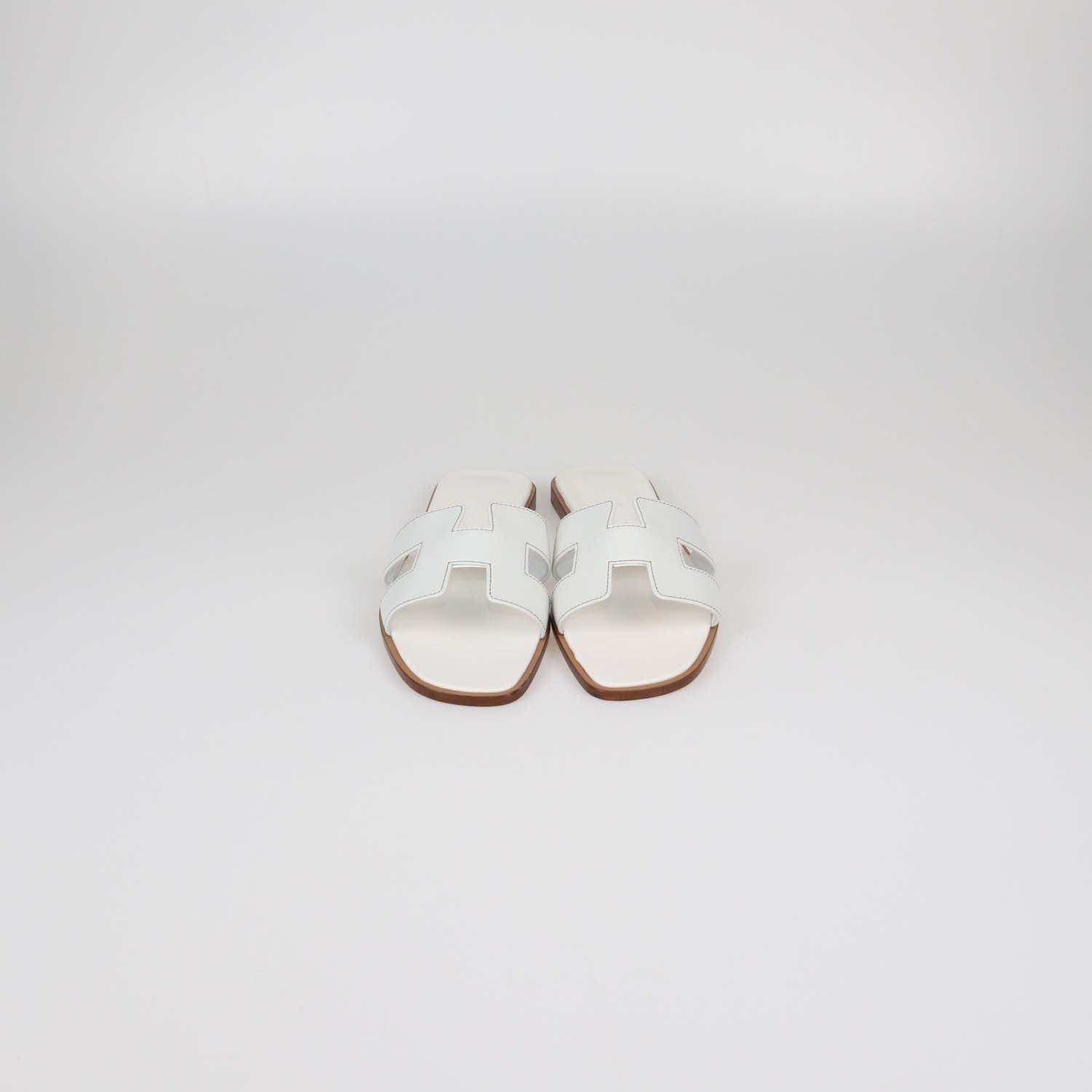 Hermes White Box Calf Leather Oran Sandals