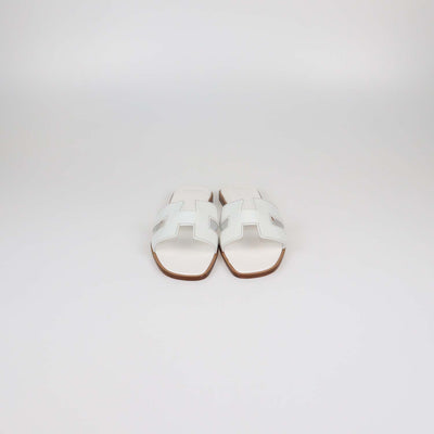 Hermes White Box Calf Leather Oran Sandals