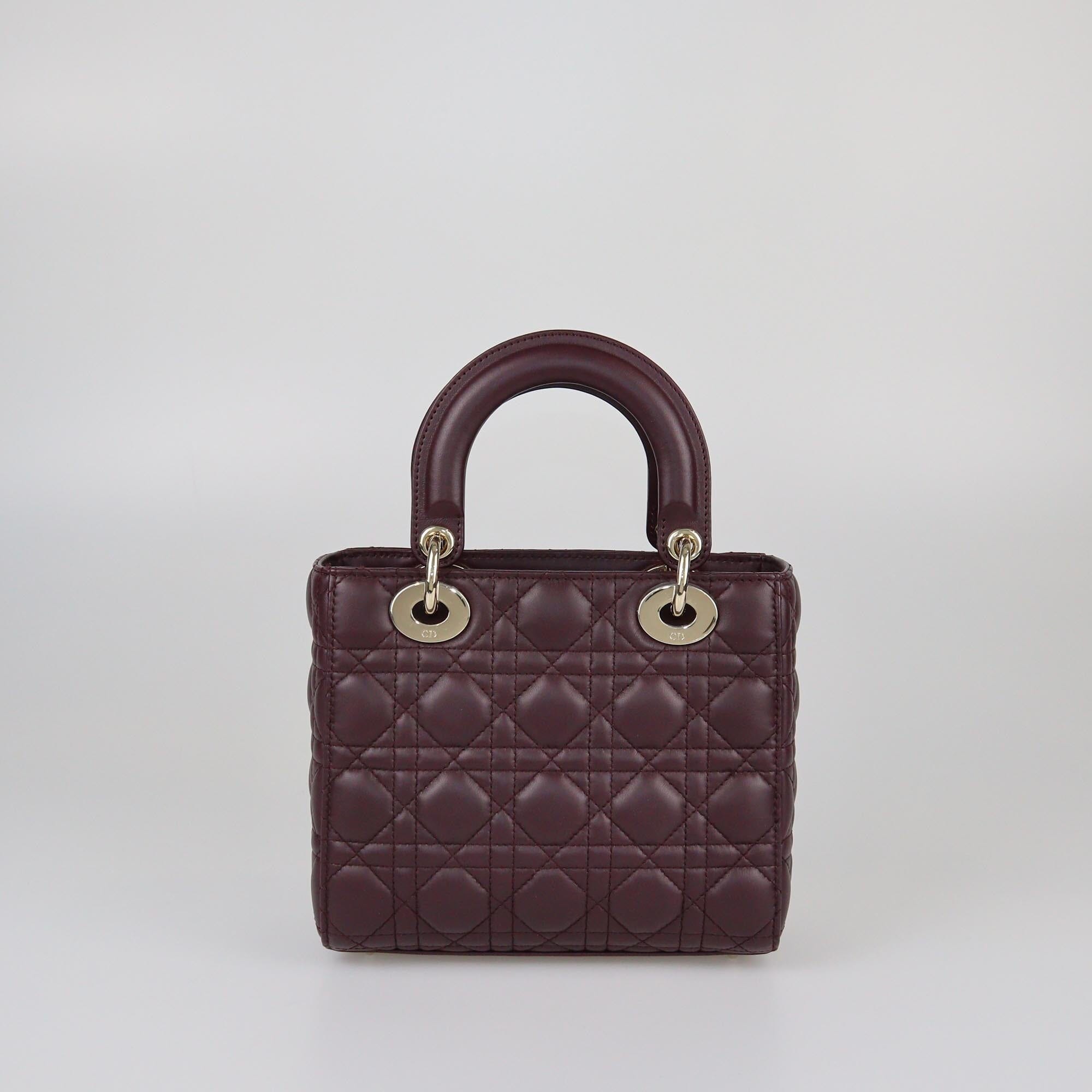 Christian Dior Dark Purple Cannage Small Lady Dior Tote Womens Christian Dior 