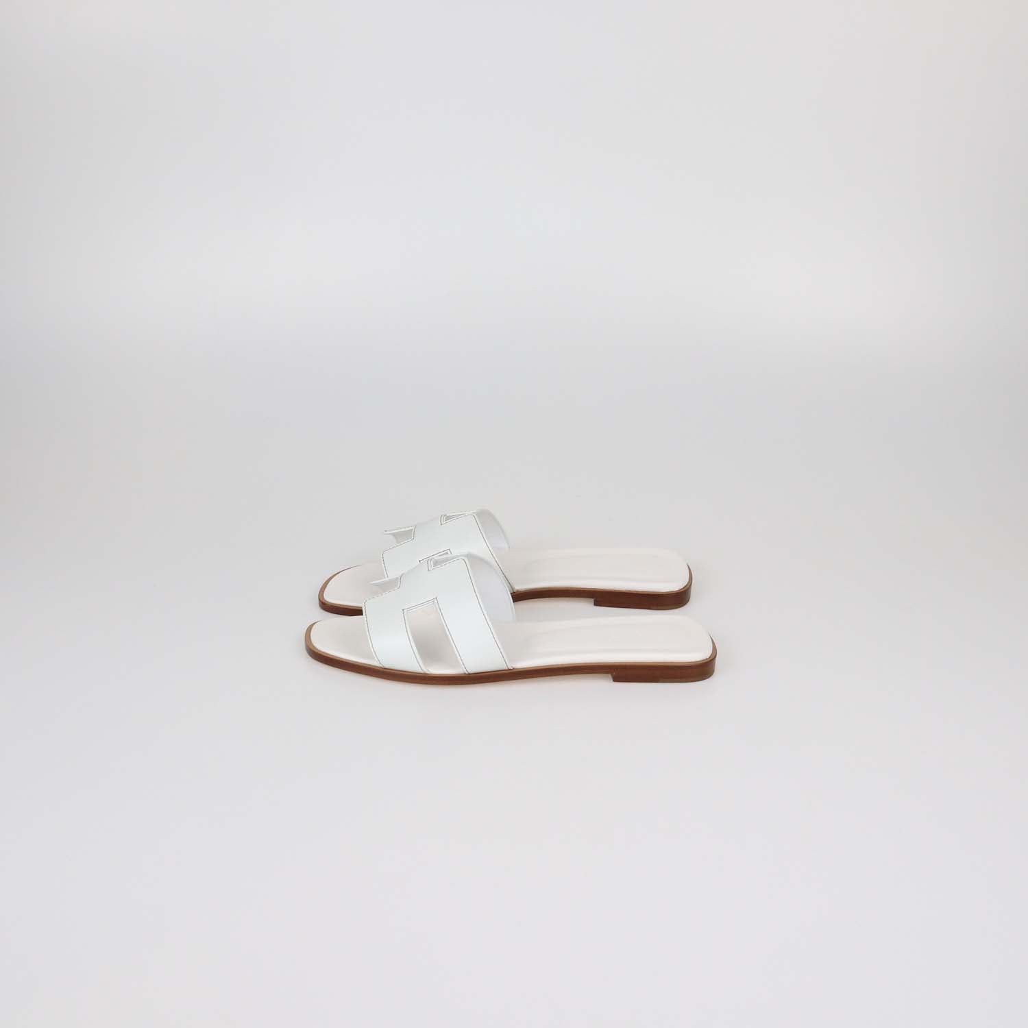 Hermes White Box Calf Leather Oran Sandals