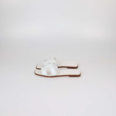 Hermes White Box Calf Leather Oran Sandals