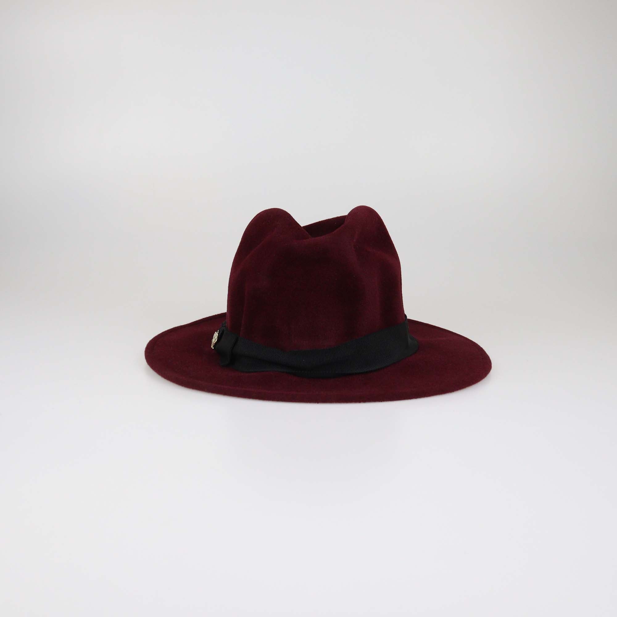 Dsquared2 Burgundy Rabbit Felt Fedora Hat