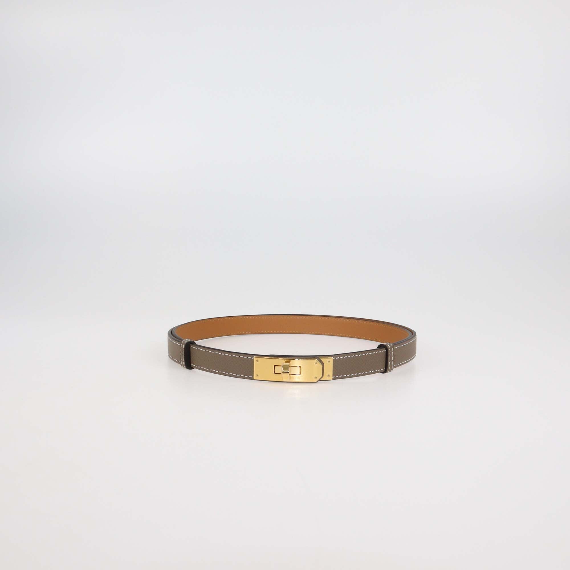 Hermes Etoupe Epsom Leather Kelly 18 Belt Womens Hermes 