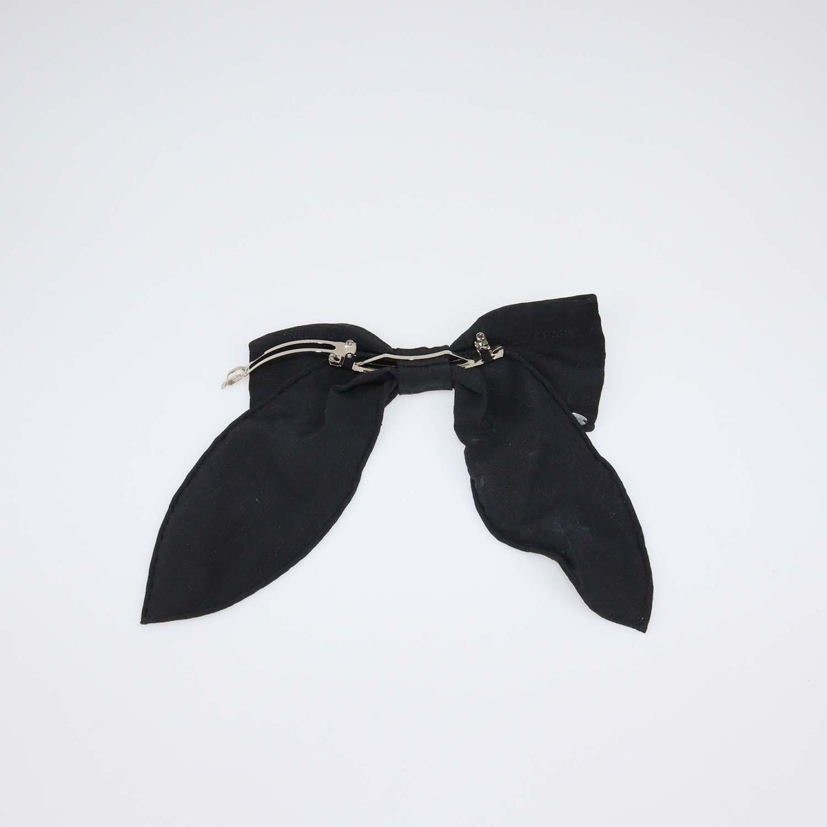 Chanel Black Fabric Bow Hairpin