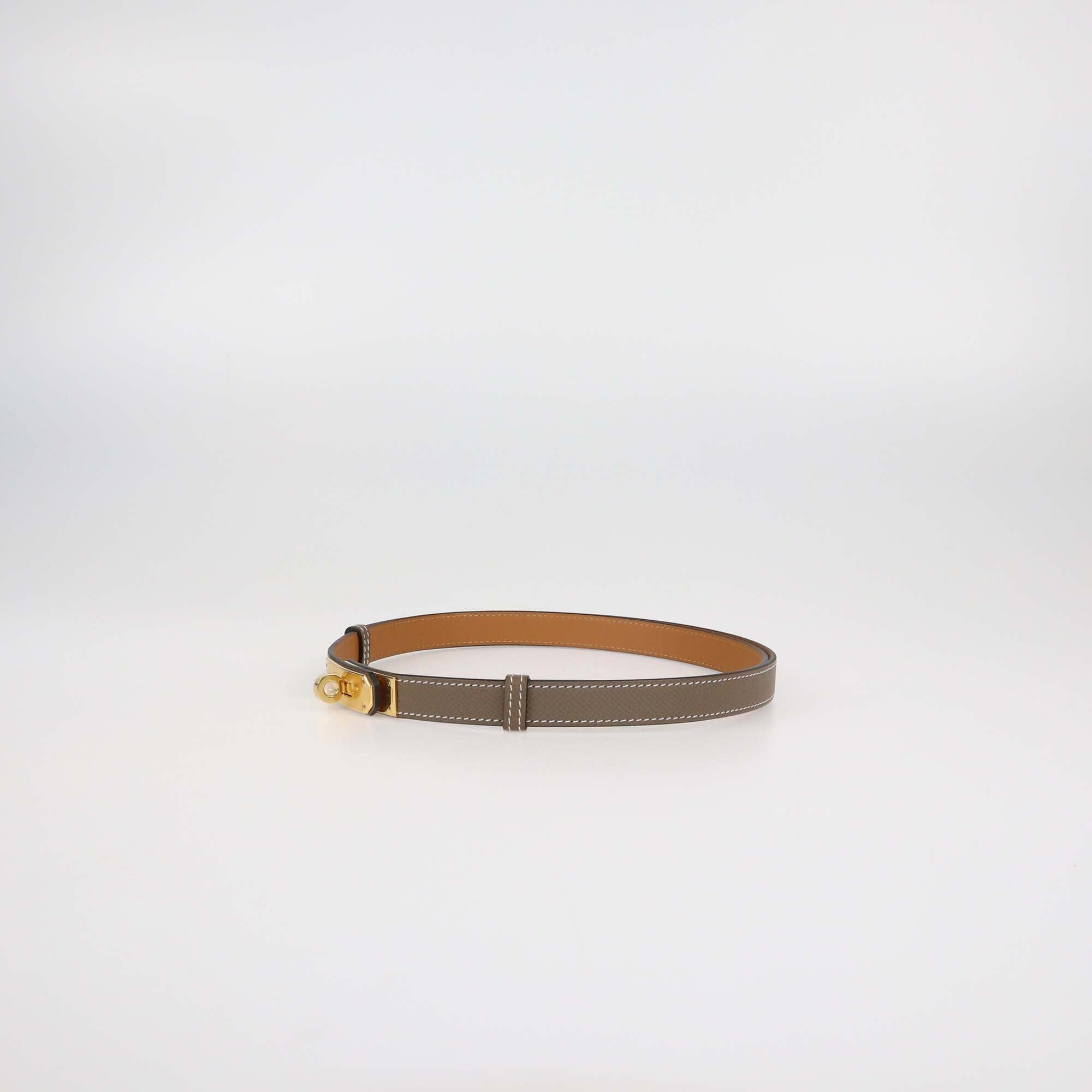 Hermes Etoupe Epsom Leather Kelly 18 Belt Womens Hermes 