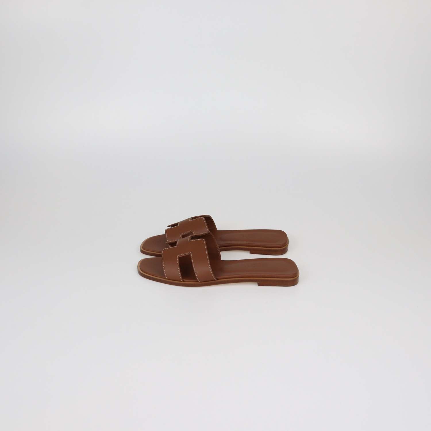 Hermes Black Box Calf Leather Oran Sandals