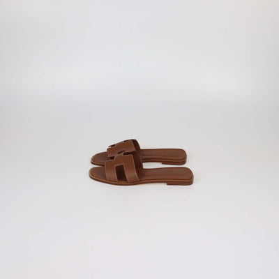Hermes Black Box Calf Leather Oran Sandals