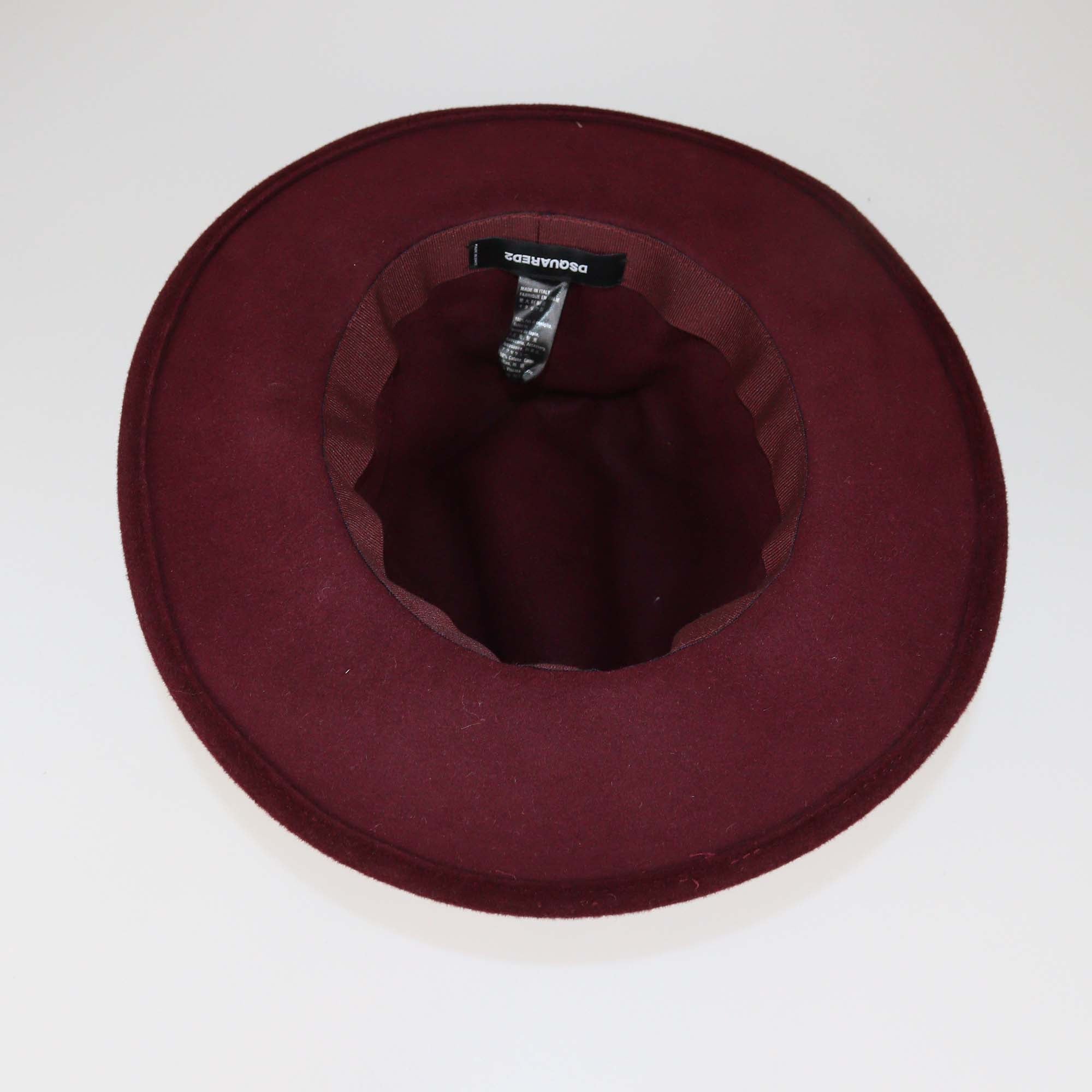Dsquared2 Burgundy Rabbit Felt Fedora Hat