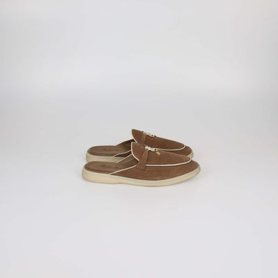 Loro Piana Brown Suede Charms Walk Mules