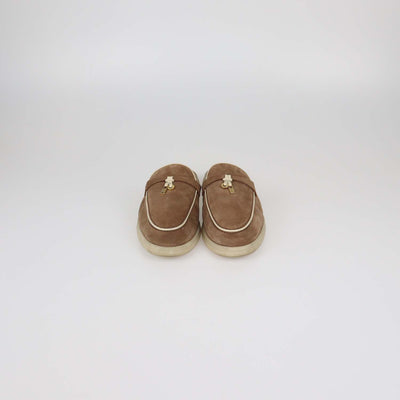 Loro Piana Brown Suede Charms Walk Mules