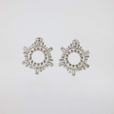 Amina Muaddi Blue Crystals Silver Base Mini Begum Earrings