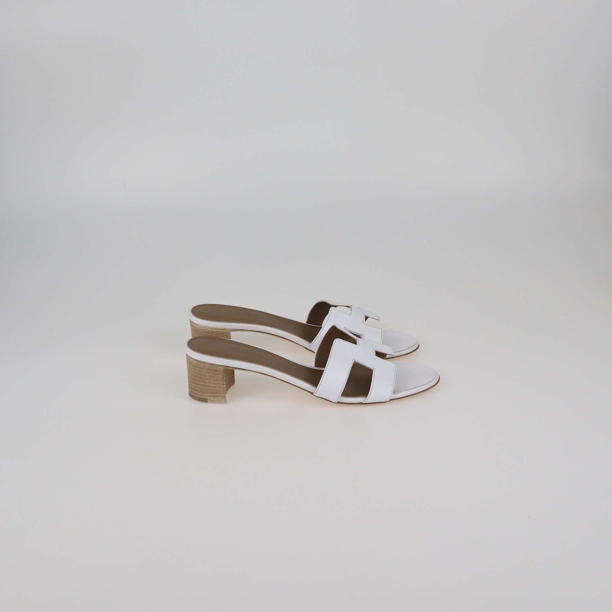 Hermes White Leather Oasis Sandals Womens Hermes 